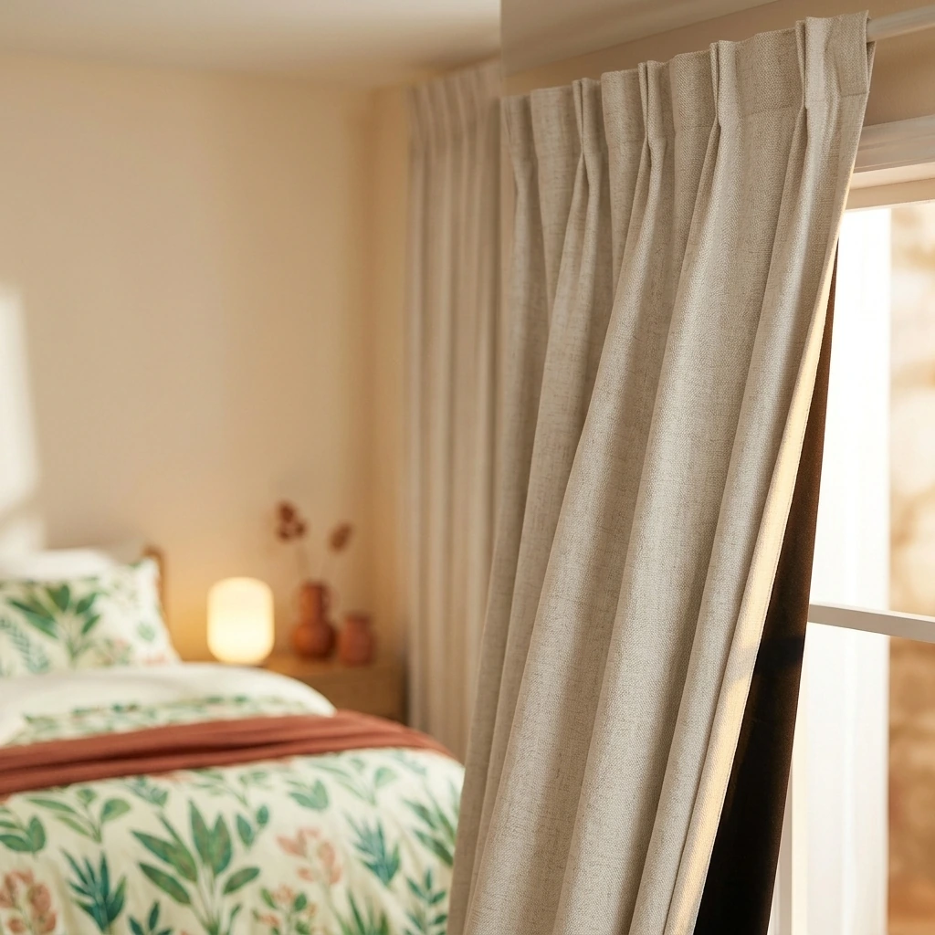 42 W x 90 L inch Pinch Pleat Darkening Drapes Faux Linen Curtains with Lining Drapery Panel for Living Room Bedroom Meetingroom Club Theater Patio Door (1 Panel),Beige White