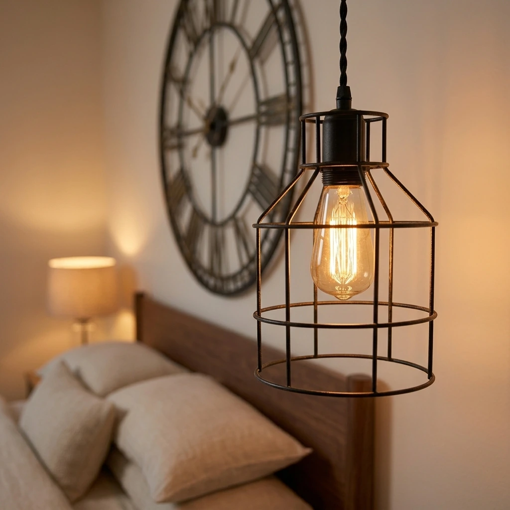 Industrial Pendant Light INNOCCY Edison Hanging Cage Pendant Lights E26 E27 Base Vintage Adjustable Pendant Lamp Fixture for Kitchen Home Lighting 2 Pack
