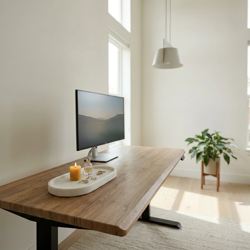 Vari ComfortEdge 72x30 Inch Electric Standing Desk – Height Adjustable Large Office Sit Stand VariDesk with Sloped Edge, Memory Presets, 180 LB Capacity + Tool-Free Assembly (Reclaimed Wood)