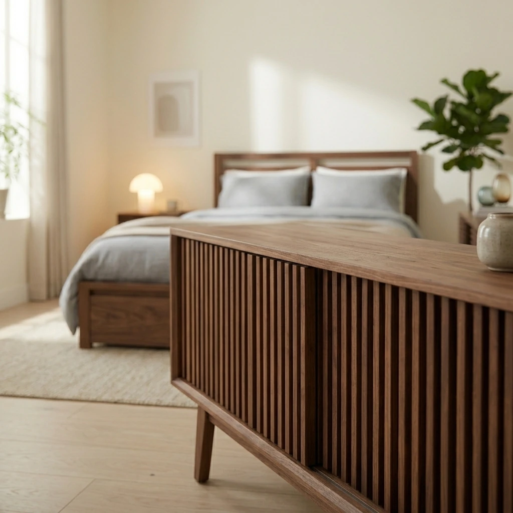 Modway Render Mid-Century Modern Low Profile 59 Inch TV Stand in Walnut