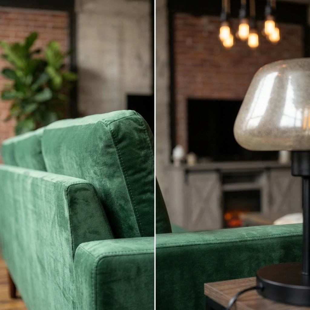 Lilola Home Kipling Green Velvet Fabric Reversible Sleeper Sectional Sofa Chaise