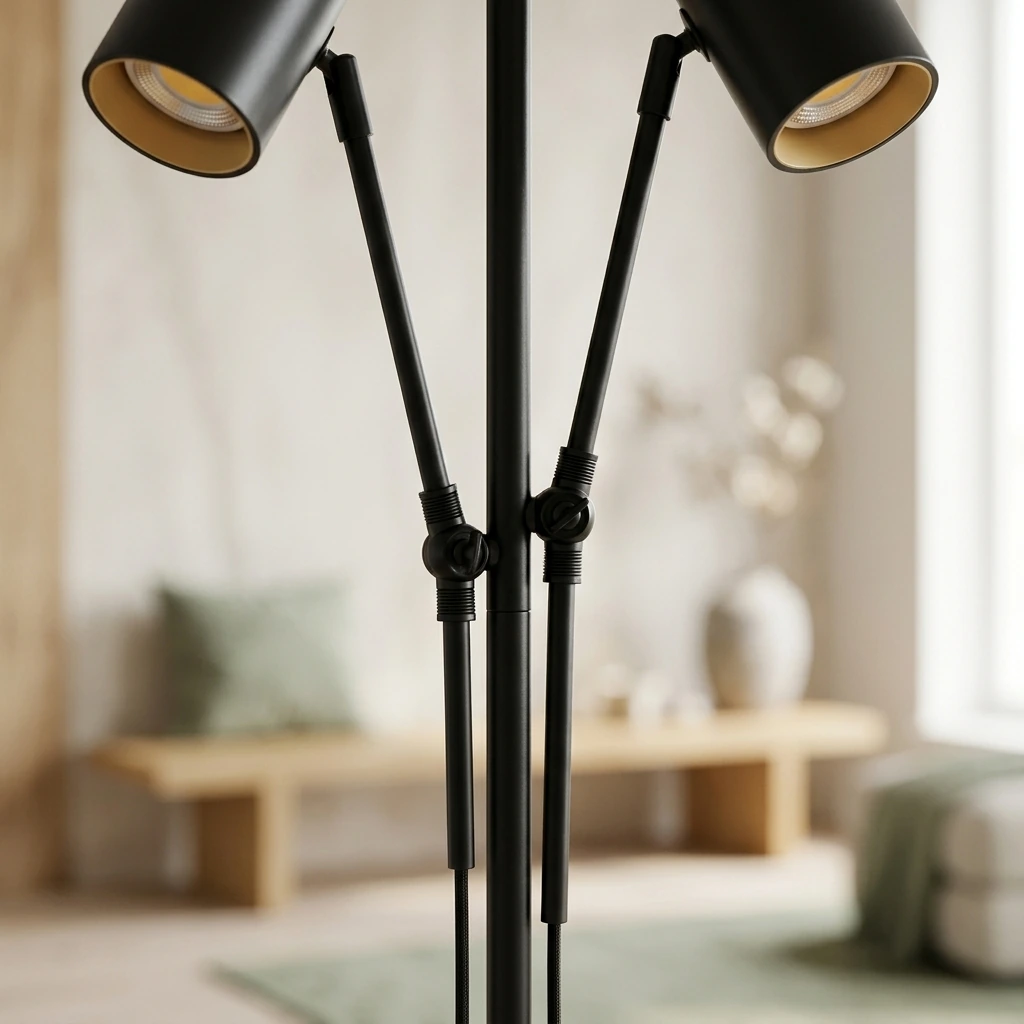 Brightech Jacob LED Standing Lamp, Modern Bright Floor Lamps for Living Rooms & Bedrooms, Tall LED Lighting Lamp with Adjustable 3 Light Tree – Classic Black